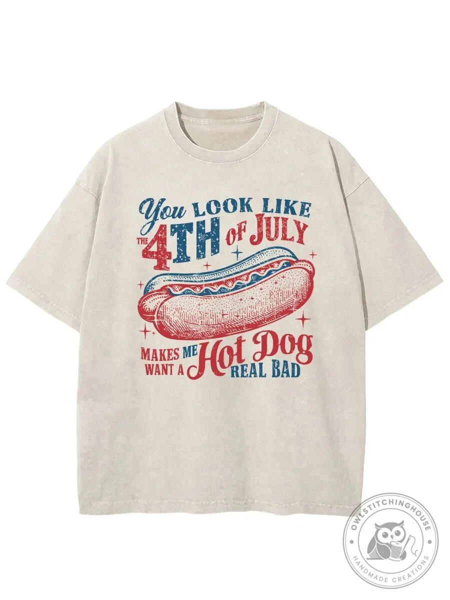 Funny Fourth of July Hot Dog Makes Me Want A Real Bad T-Shirt