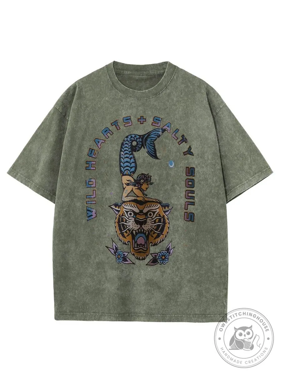 Wild Hearts Salty Souls Vintage Washed Graphic T-Shirt