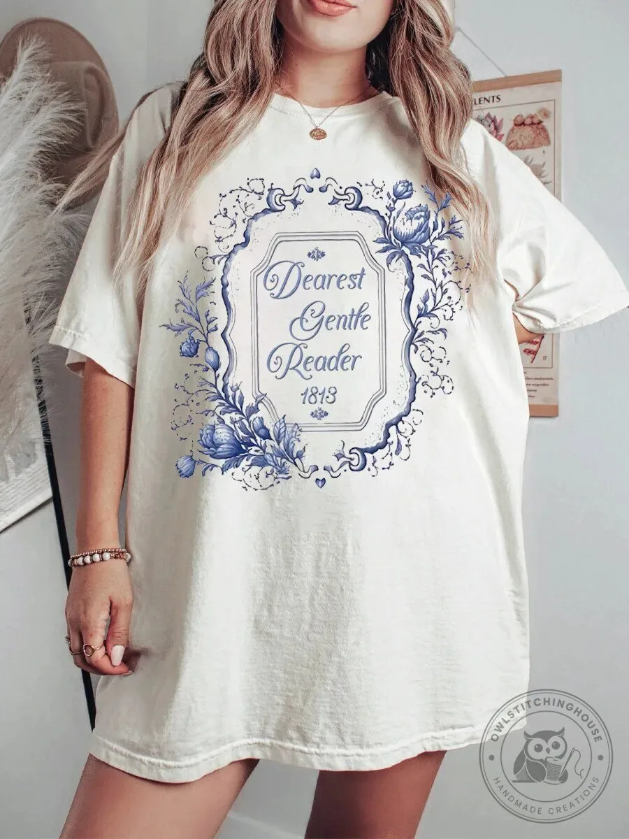 Dearest Gentle Reader 1813 Bridgerton Inspired Floral Vintage T-Shirt